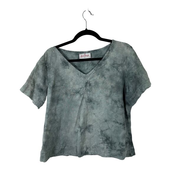 Tops - Cottonways Blue Boxy Short Sleeve Flowy Blouse Size 1 Small Medium